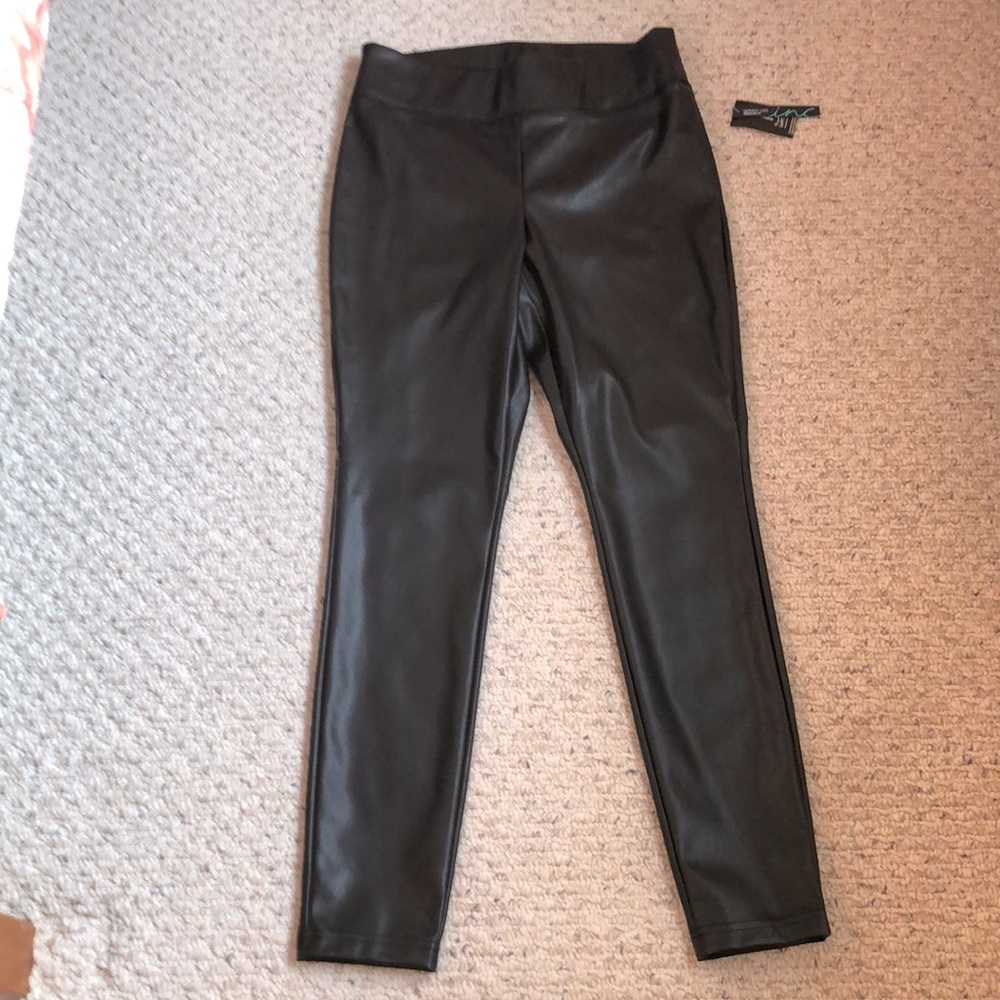 INC FAUX LEATHER SKINNY LEG PANTS